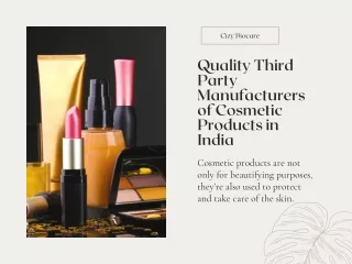 Third Party Cosmetic Manufacturers - Cizy Biocare