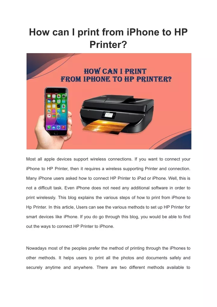 how can i print from iphone to hp printer