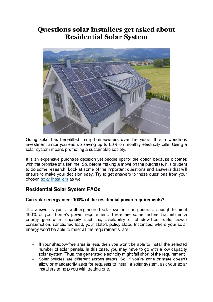 questions solar installers get asked about