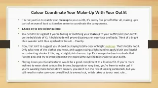 colour coordinate your make up with your outfit