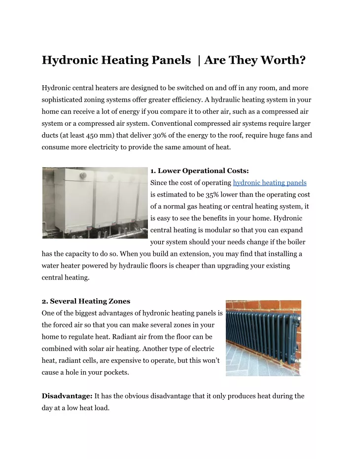 hydronic heating panels are they worth