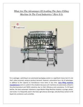 what are the advantages of availing the juice