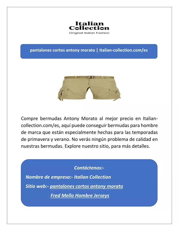 pantalones cortos antony morato italian