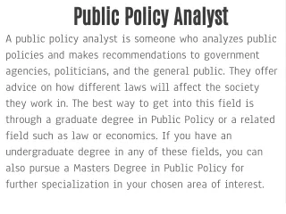 public policy analyst a public policy analyst