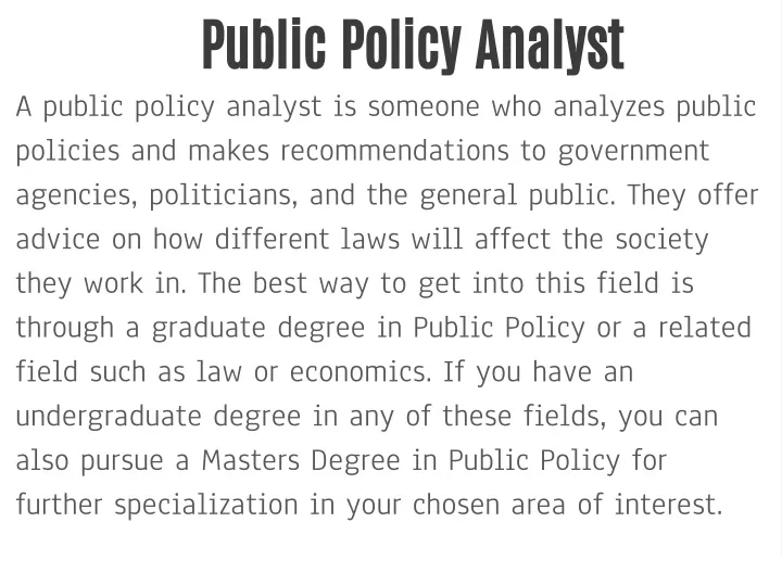 public policy analyst a public policy analyst