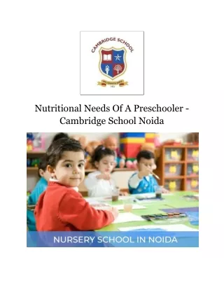 Nutritional Needs Of A Preschooler