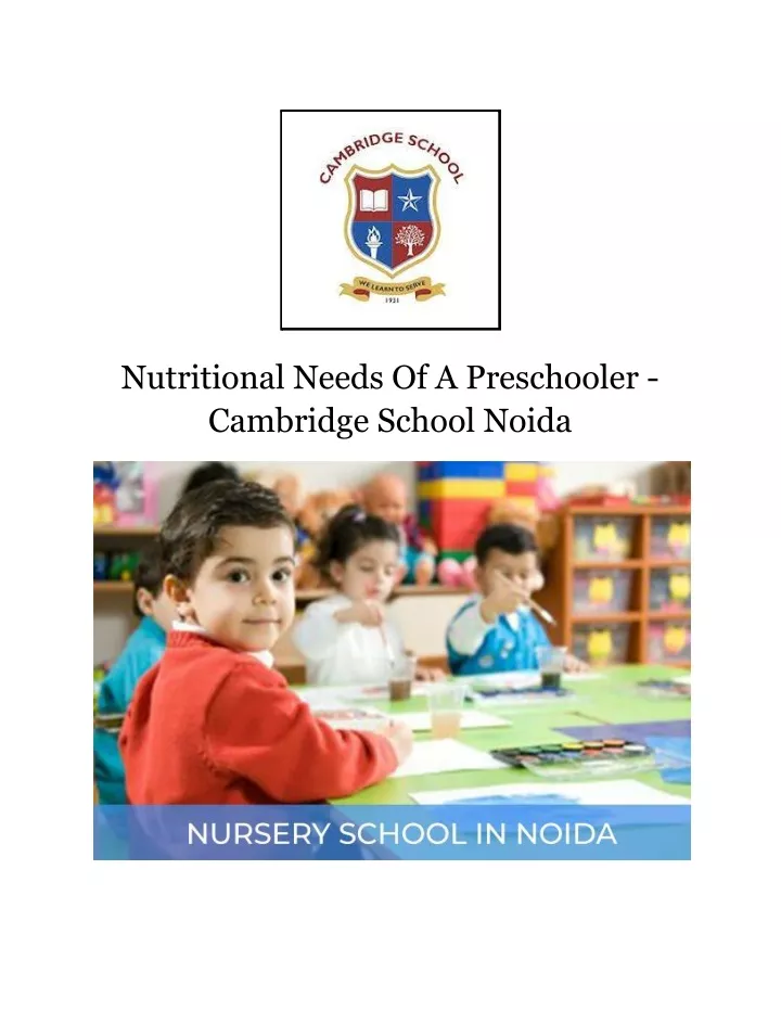 nutritional needs of a preschooler cambridge