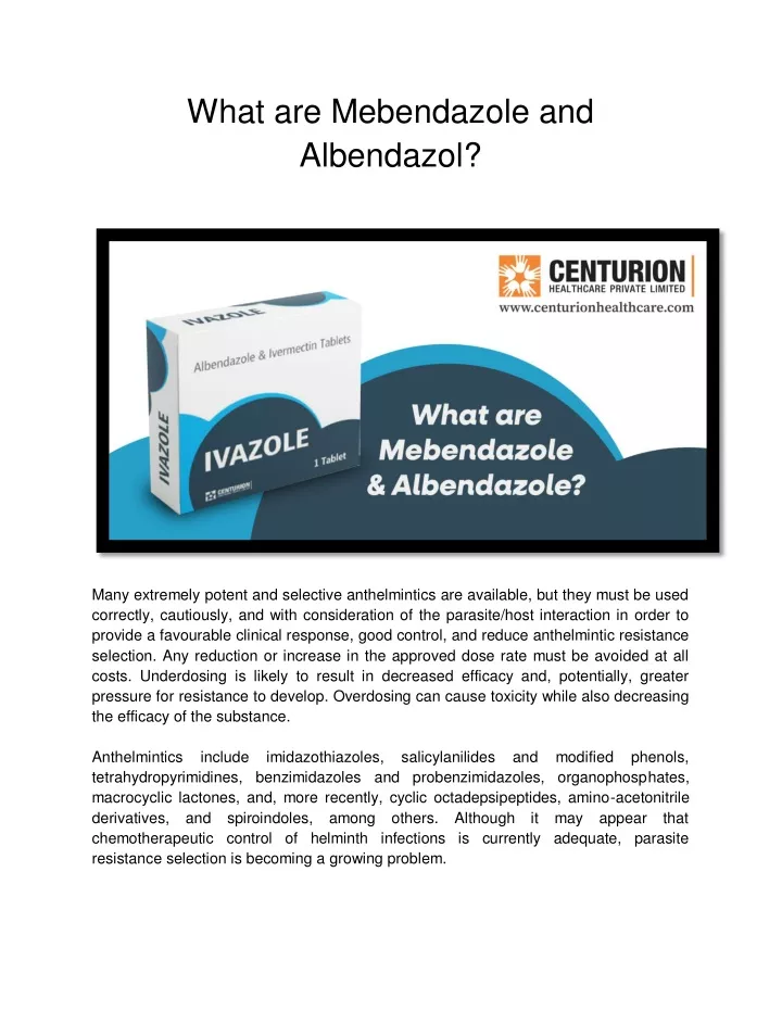 what are mebendazole and albendazol