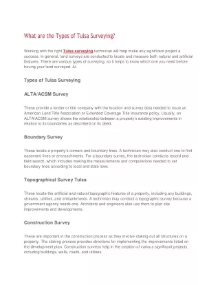what are the types of tulsa surveying