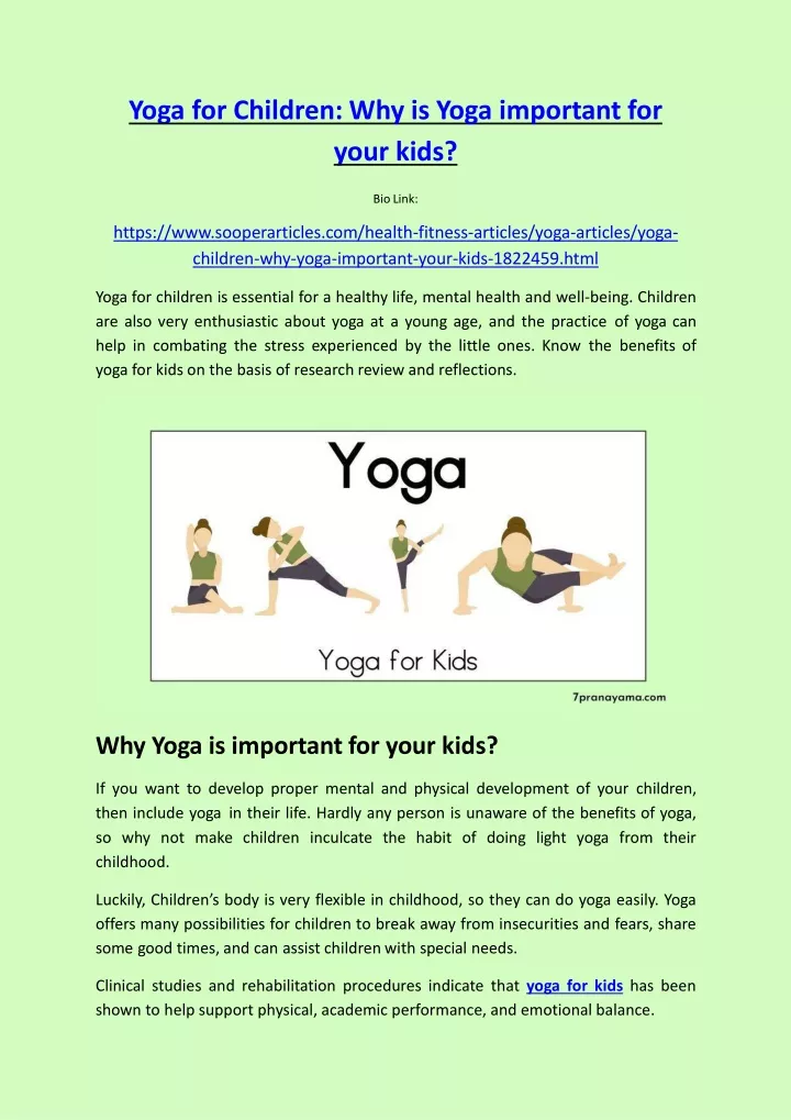 yoga for children why is yoga important for your