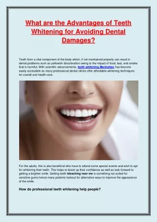 What are the Advantages of Teeth Whitening for Avoiding Dental Damages