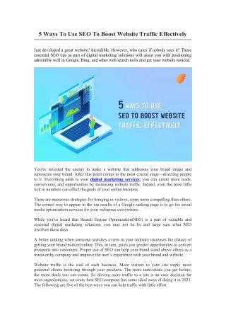 5 ways to use seo to boost website traffic