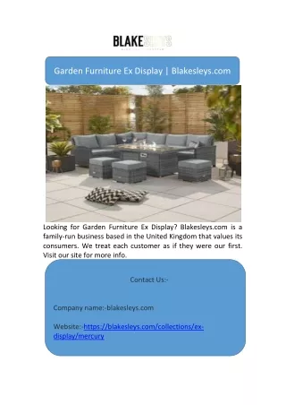 Garden Furniture Ex Display | Blakesleys.com