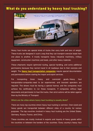 Heavy haul trucking companies in Maryland