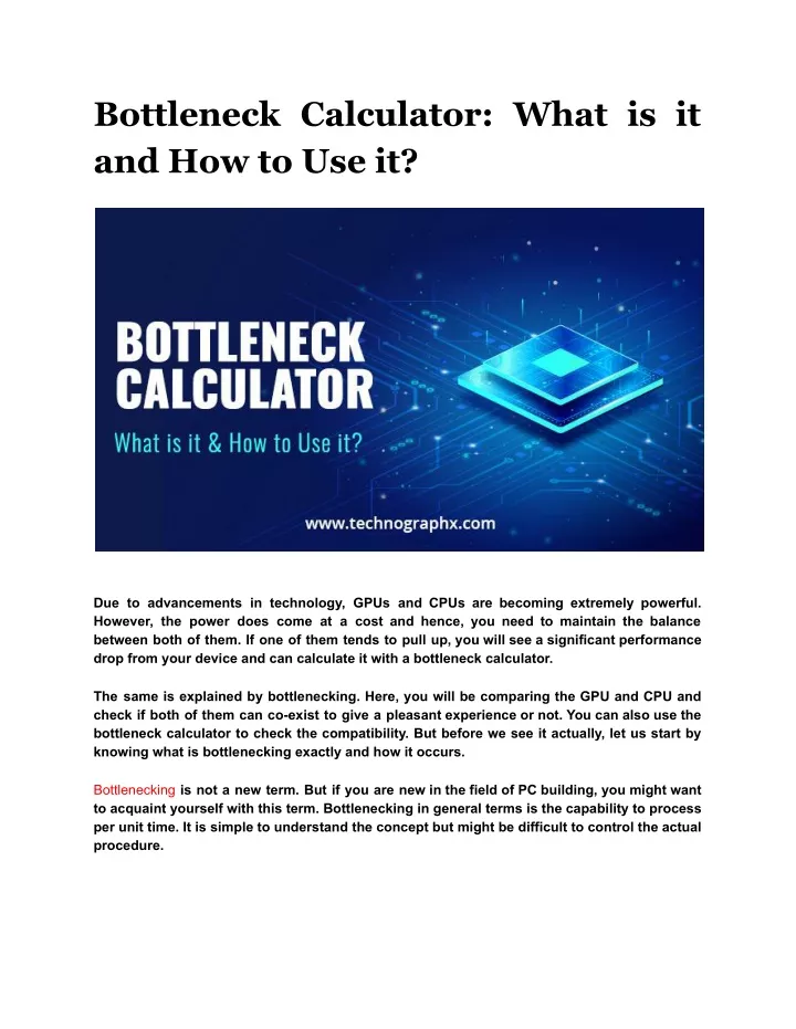 bottleneck calculator what is it and how to use it