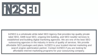 in2seo is a wholesale white label seo agency that