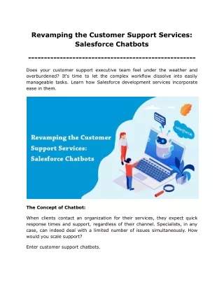 Revamping the Customer Support Services_ Salesforce Chatbots