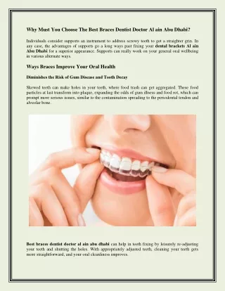 Why Must You Choose The Best Braces Dentist Doctor Al Ain Abu Dhabi pdf-converted