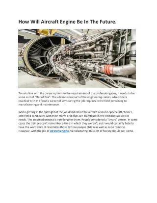 How Will Aircraft Engine Be In The Future-converted