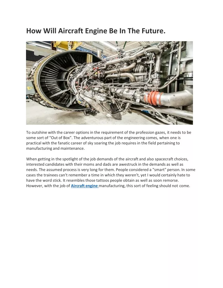 how will aircraft engine be in the future