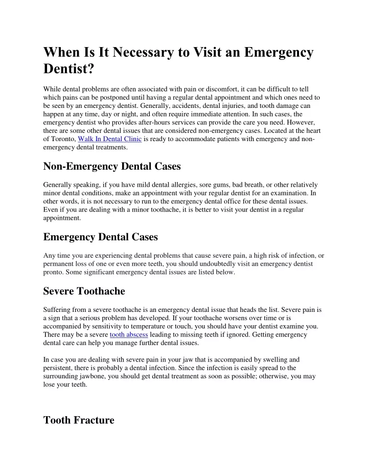 when is it necessary to visit an emergency dentist