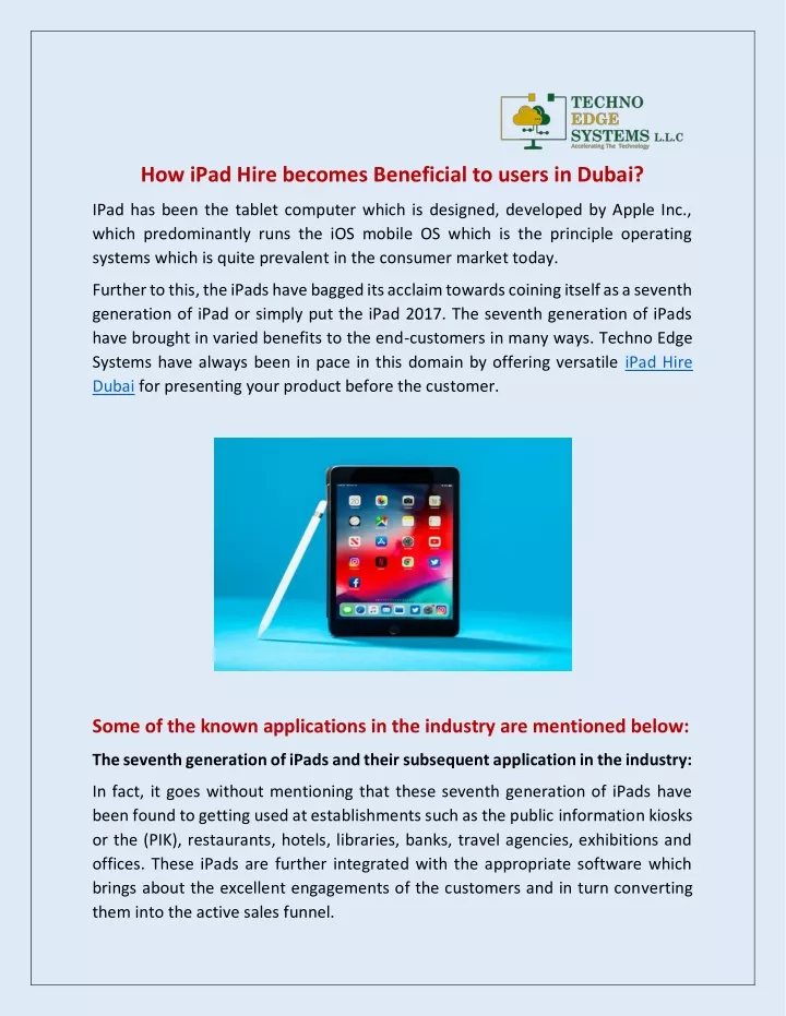 how ipad hire becomes beneficial to users in dubai