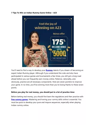 7 Tips To Win an Indian Rummy Game Online
