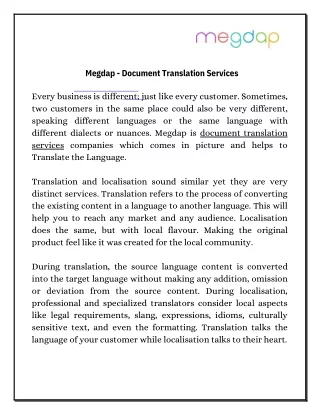 Megdap - Document Translation Services