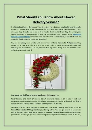 What Should You Know About Flower Delivery Service