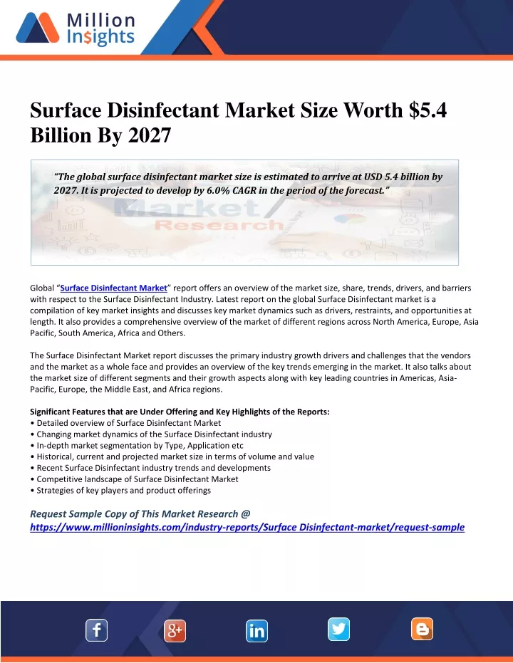 surface disinfectant market size worth