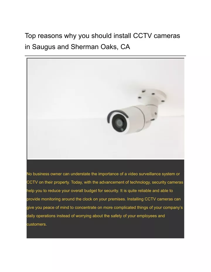 top reasons why you should install cctv cameras