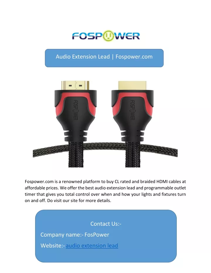 audio extension lead fospower com