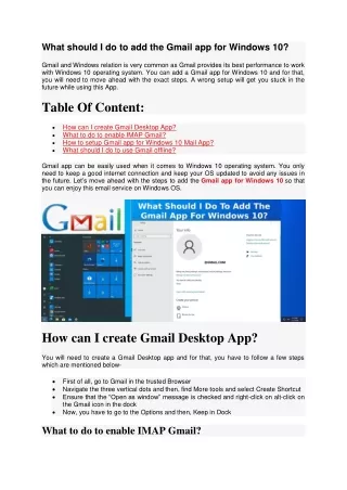 what should i do to add the gmail app for windows