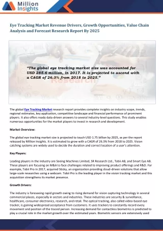 eye tracking market revenue drivers growth