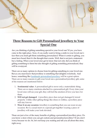 Three Reasons to Gift Personalised Jewellery to Your Special One