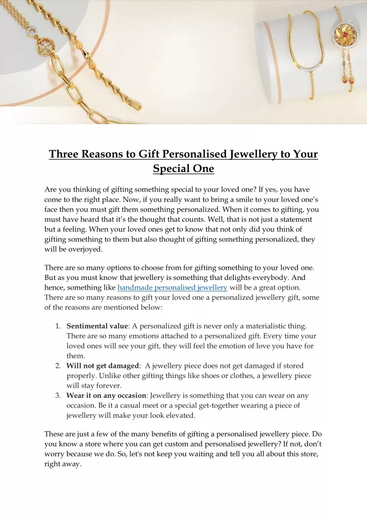 three reasons to gift personalised jewellery