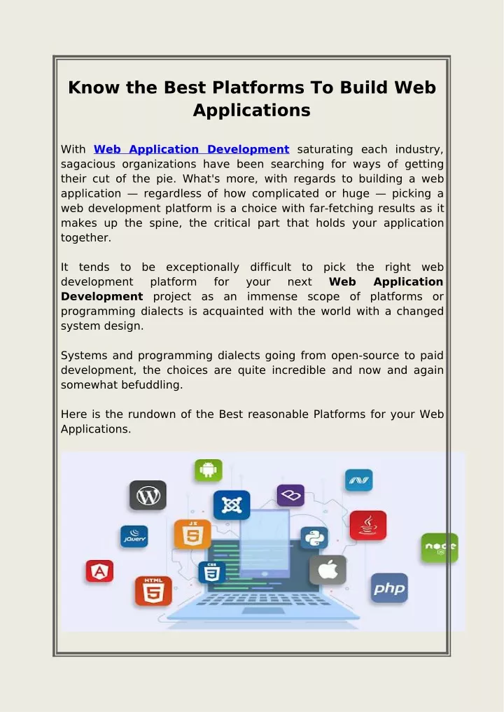 know the best platforms to build web applications