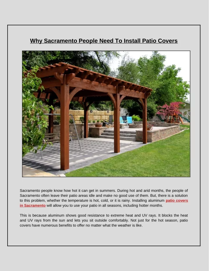 why sacramento people need to install patio covers