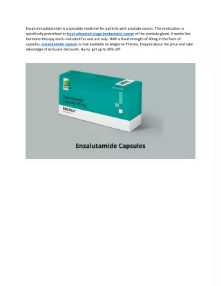 enzalu enzalutamide is a specialty medicine