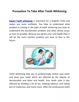 Precaution To Take After Teeth Whitening