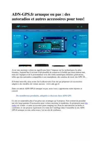 adn gps fr arnaque ou pas des autoradios