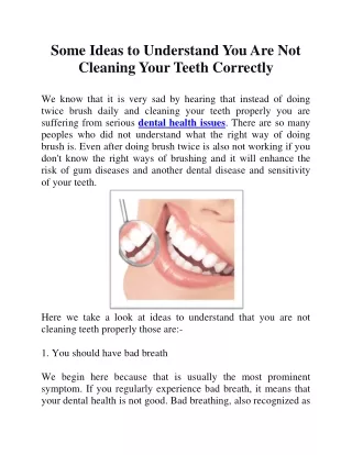 Some Ideas to Understand You Are Not Cleaning Your Teeth Correctly