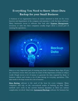 Everything You Need to Know About Data Backup for your Small Business