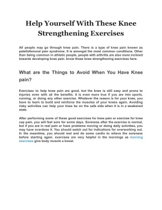 help yourself with these knee strengthening
