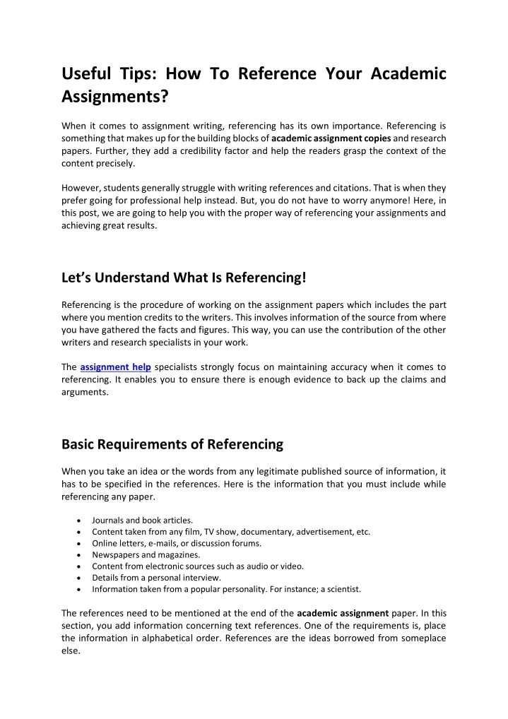 useful tips how to reference your academic