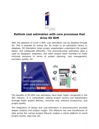 rethink cost estimation with core processes that