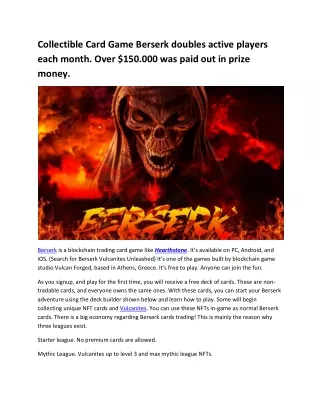 Collectible Card Game Berserk doubles active players each month