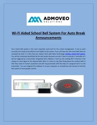 Wi-Fi Aided School Bell System For Auto Break Announcements