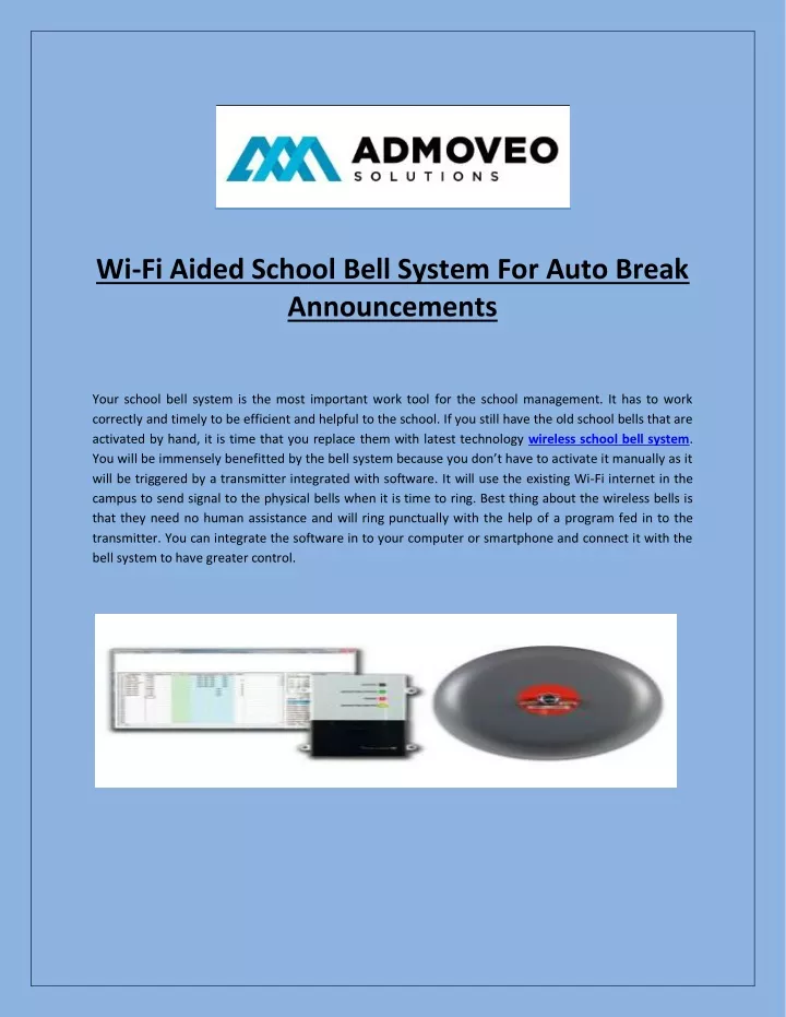 wi fi aided school bell system for auto break