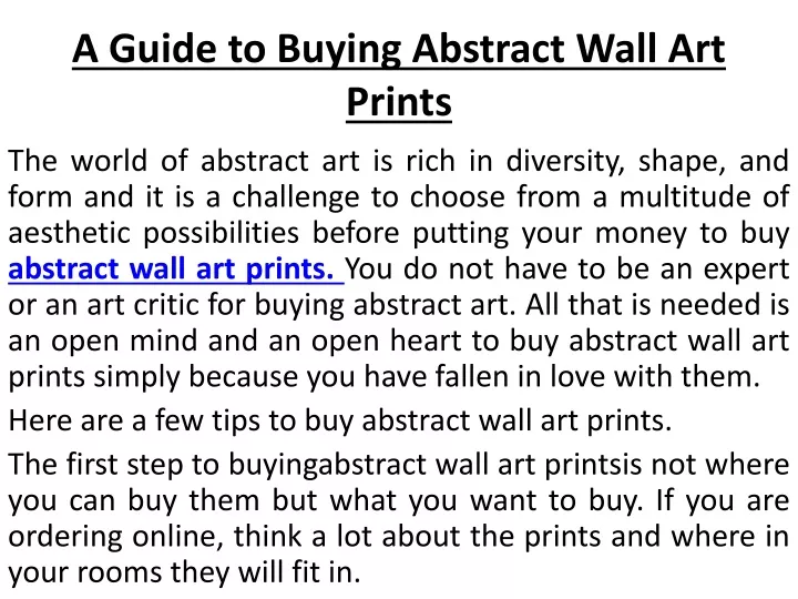 a guide to buying abstract wall art prints